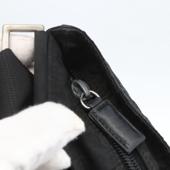 PRADA Shoulder Bag Nylon Black Silver Auth 167931