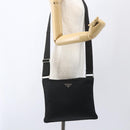 PRADA Shoulder Bag Nylon Black Silver Auth 167931-22