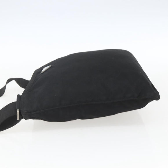 PRADA Shoulder Bag Nylon Black Silver Auth 167931