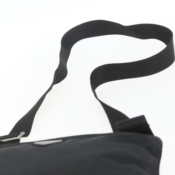 PRADA Shoulder Bag Nylon Black Silver Auth 167931