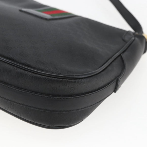 GUCCI Micro GG Supreme Web Sherry Line Bag PVC Black 001 115 0914 Auth 167932