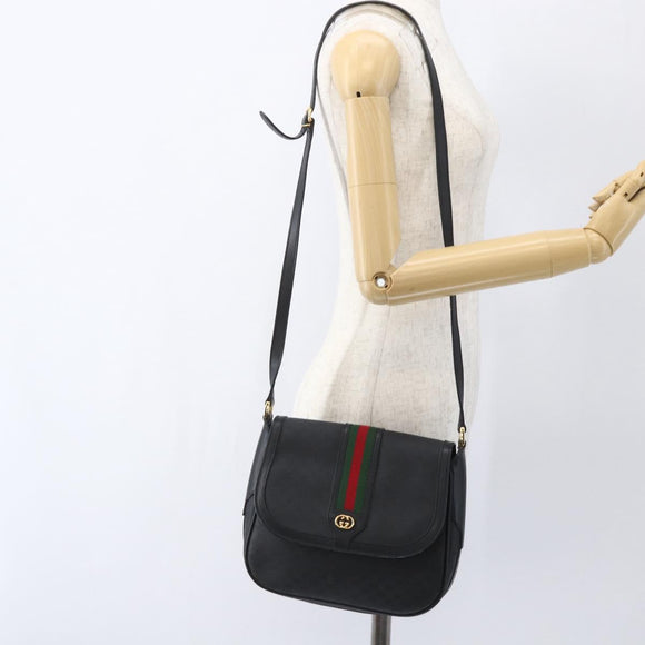 GUCCI Micro GG Supreme Web Sherry Line Bag PVC Black 001 115 0914 Auth 167932