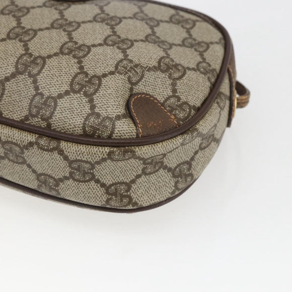 GUCCI GG Supreme Web Sherry Line Bag PVC Beige Gold 156 02 066 Auth 167934