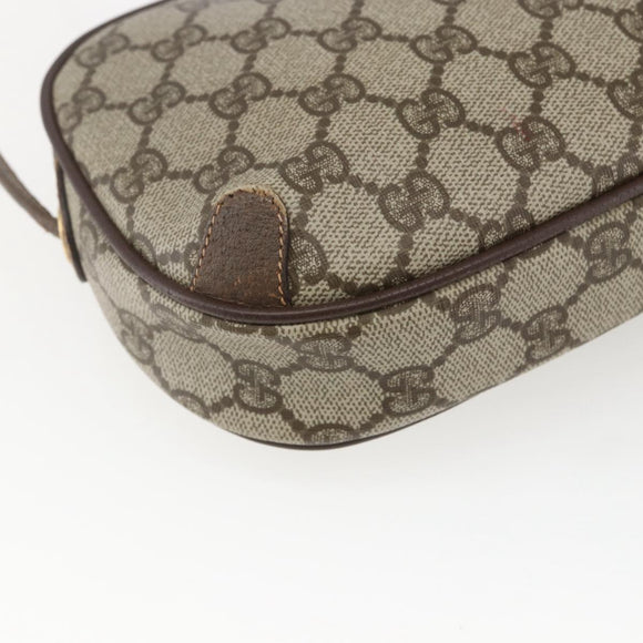 GUCCI GG Supreme Web Sherry Line Bag PVC Beige Gold 156 02 066 Auth 167934