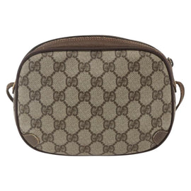 GUCCI GG Supreme Web Sherry Line Bag PVC Beige Gold 156 02 066 Auth 167934 - 0
