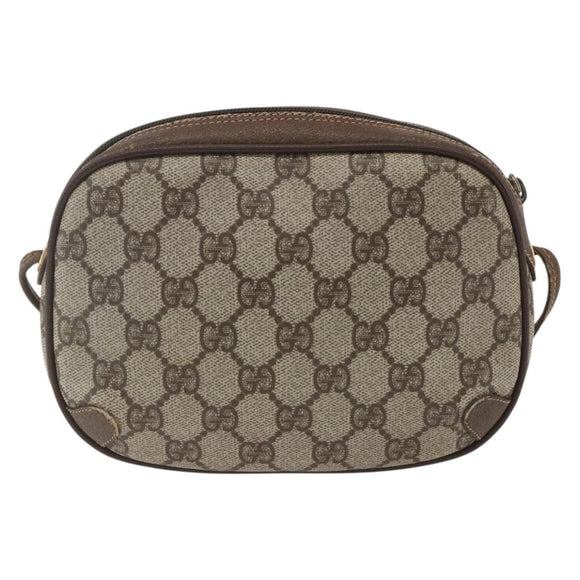 GUCCI GG Supreme Web Sherry Line Bag PVC Beige Gold 156 02 066 Auth 167934