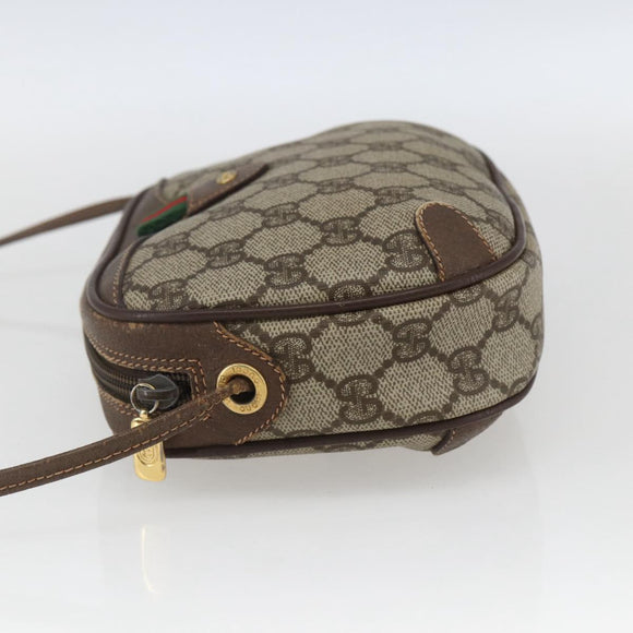 GUCCI GG Supreme Web Sherry Line Bag PVC Beige Gold 156 02 066 Auth 167934