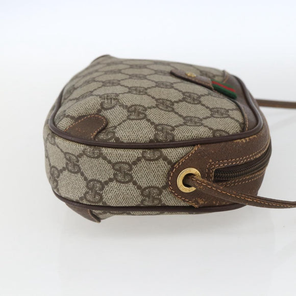 GUCCI GG Supreme Web Sherry Line Bag PVC Beige Gold 156 02 066 Auth 167934