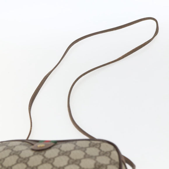 GUCCI GG Supreme Web Sherry Line Bag PVC Beige Gold 156 02 066 Auth 167934
