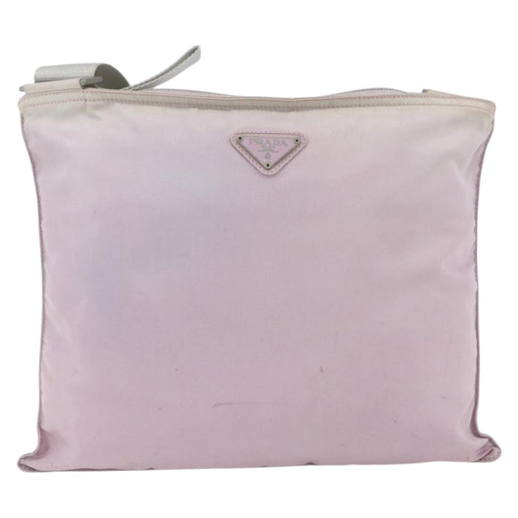 PRADA Shoulder Bag Nylon Pink Silver Auth 167937