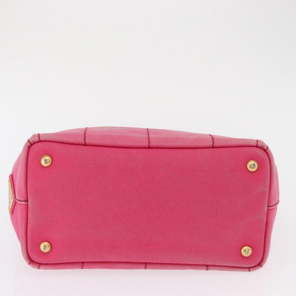PRADA Canapa Mini Hand Bag Canvas 2way Pink Gold Auth 167938