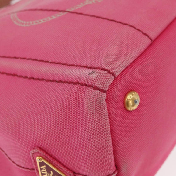 PRADA Canapa Mini Hand Bag Canvas 2way Pink Gold Auth 167938