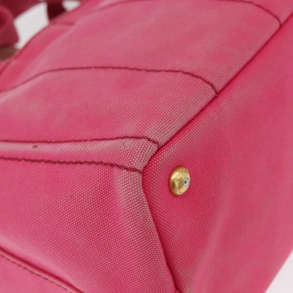 PRADA Canapa Mini Hand Bag Canvas 2way Pink Gold Auth 167938