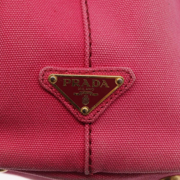 PRADA Canapa Mini Hand Bag Canvas 2way Pink Gold Auth 167938