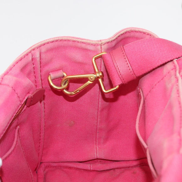 PRADA Canapa Mini Hand Bag Canvas 2way Pink Gold Auth 167938