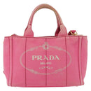 PRADA Canapa Mini Hand Bag Canvas 2way Pink Gold Auth 167938-2