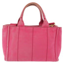 PRADA Canapa Mini Hand Bag Canvas 2way Pink Gold Auth 167938-3