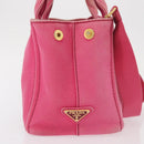 PRADA Canapa Mini Hand Bag Canvas 2way Pink Gold Auth 167938-5