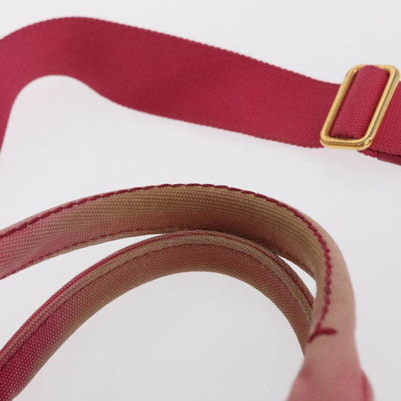 PRADA Canapa Mini Hand Bag Canvas 2way Pink Gold Auth 167938