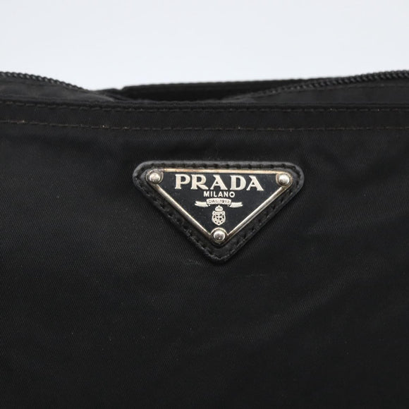 PRADA Shoulder Bag Nylon Black Silver Auth 167943
