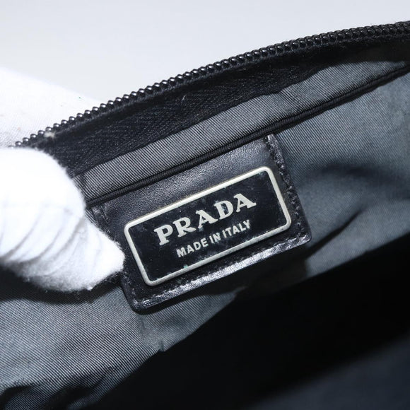 PRADA Shoulder Bag Nylon Black Silver Auth 167943