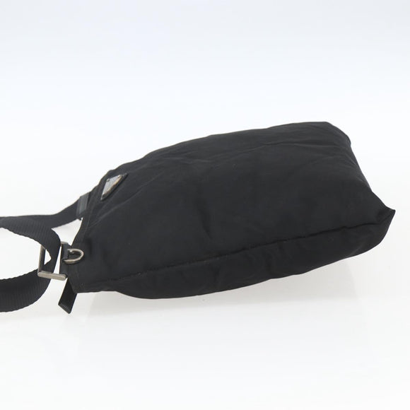 PRADA Shoulder Bag Nylon Black Silver Auth 167943