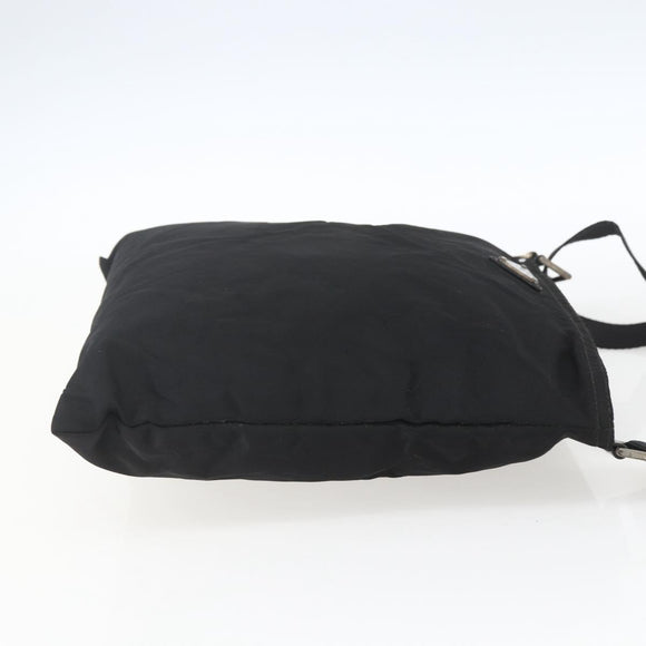 PRADA Shoulder Bag Nylon Black Silver Auth 167943
