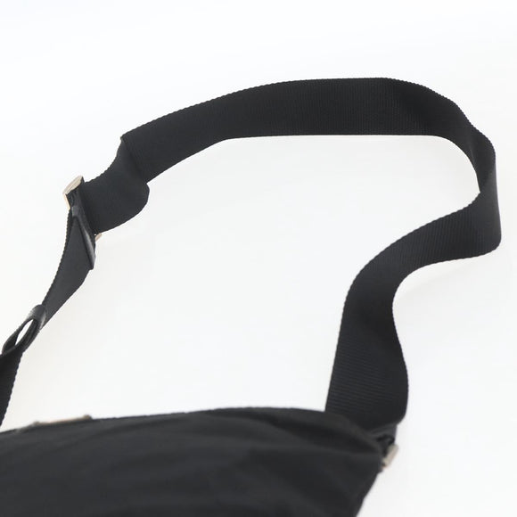 PRADA Shoulder Bag Nylon Black Silver Auth 167943