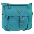 PRADA Shoulder Bag Nylon Light Blue Silver Auth 167944-1