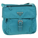 PRADA Shoulder Bag Nylon Light Blue Silver Auth 167944-13