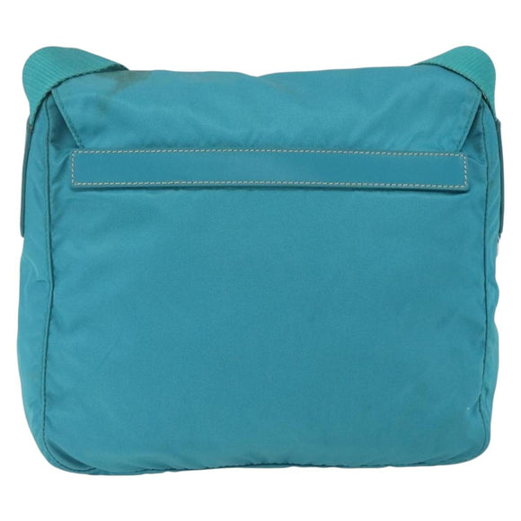 PRADA Shoulder Bag Nylon Light Blue Silver Auth 167944