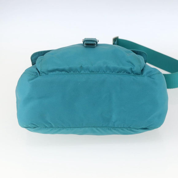 PRADA Shoulder Bag Nylon Light Blue Silver Auth 167944