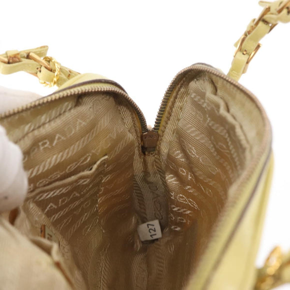 PRADA Hand Pouch Nylon Yellow Auth 167947