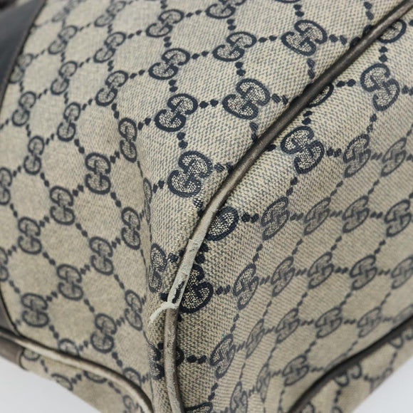 GUCCI GG Supreme Hand Bag PVC Navy Gold Auth 167955