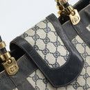GUCCI GG Supreme Hand Bag PVC Navy Gold Auth 167955-17