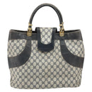 GUCCI GG Supreme Hand Bag PVC Navy Gold Auth 167955-13