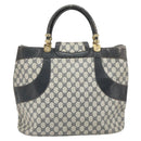 GUCCI GG Supreme Hand Bag PVC Navy Gold Auth 167955-2