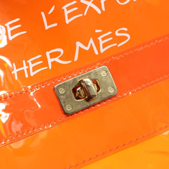 HERMES Vinyl Kelly Hand Bag Vinyl Orange Auth 167956