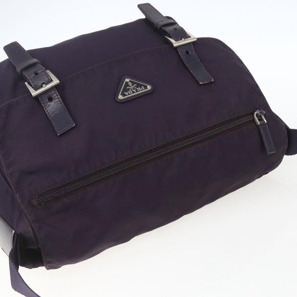 PRADA Shoulder Bag Nylon Purple Silver Auth 167957