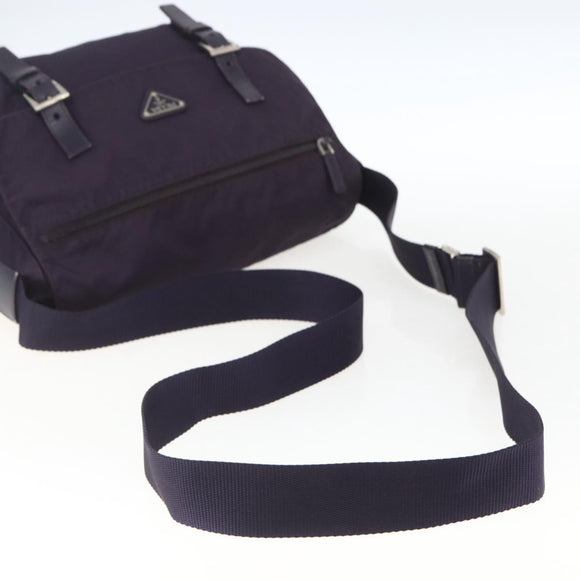 PRADA Shoulder Bag Nylon Purple Silver Auth 167957