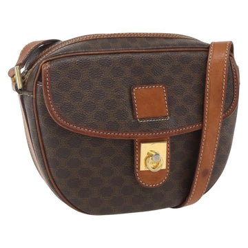 CELINE Macadam Canvas Shoulder Bag PVC Leather Brown Gold Auth 167961