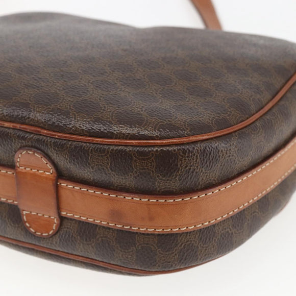 CELINE Macadam Canvas Shoulder Bag PVC Leather Brown Gold Auth 167961