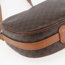 CELINE Macadam Canvas Shoulder Bag PVC Leather Brown Gold Auth 167961-16