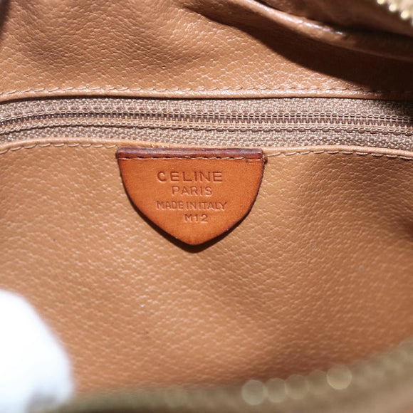 CELINE Macadam Canvas Shoulder Bag PVC Leather Brown Gold Auth 167961
