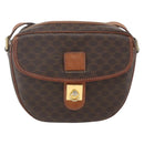 CELINE Macadam Canvas Shoulder Bag PVC Leather Brown Gold Auth 167961-13