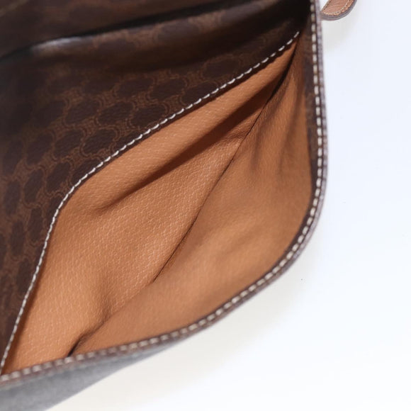 CELINE Macadam Canvas Shoulder Bag PVC Leather Brown Gold Auth 167961