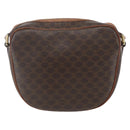 CELINE Macadam Canvas Shoulder Bag PVC Leather Brown Gold Auth 167961-2