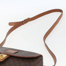 CELINE Macadam Canvas Shoulder Bag PVC Leather Brown Gold Auth 167961-8