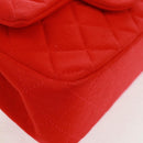 CHANEL Matelasse 20 Chain Shoulder Bag Cotton Red Silver CC Auth 167964SAV-12