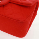 CHANEL Matelasse 20 Chain Shoulder Bag Cotton Red Silver CC Auth 167964SAV-13